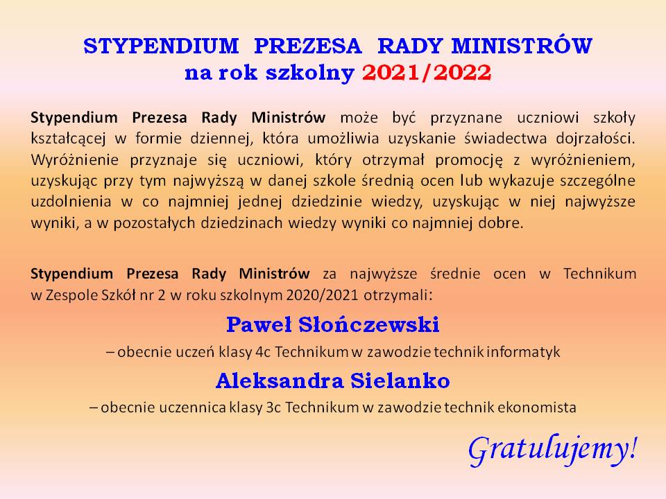 STYPENDIUM PREZESA RADY MINISTRW